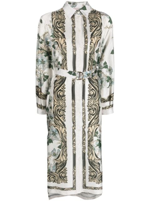 Semicouture floral-print belted shirtdress