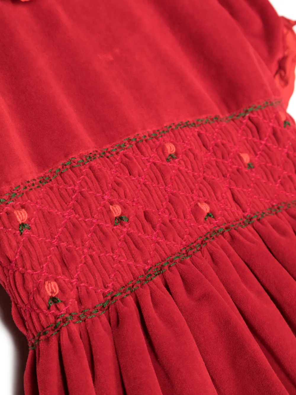  Siola Velvet-effect Floral-embroidery Dress - Red 