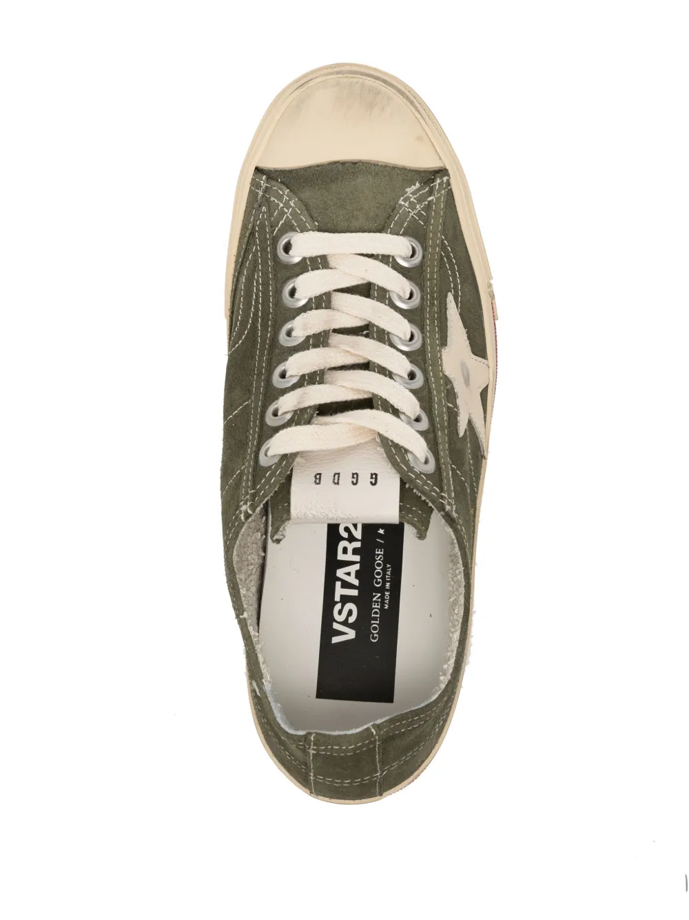 Shop Golden Goose V-star Leather Sneakers In Green