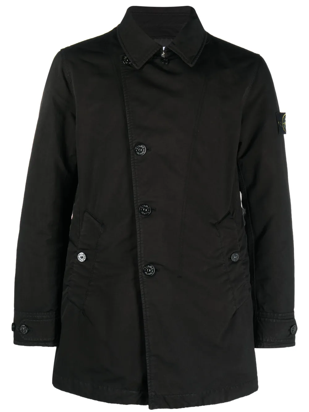 Stone Island Compass-patch single-breasted coat - Black