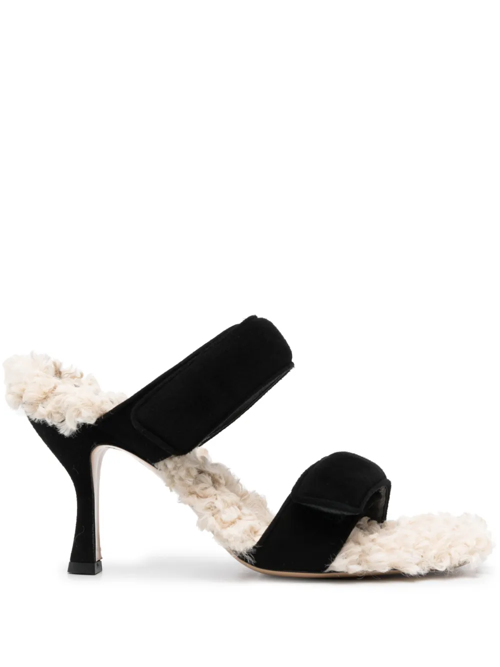 GIABORGHINI Adele 100mm shearling-detail sandals Black