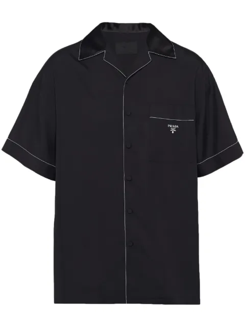 Prada logo-embroidered silk bowling shirt