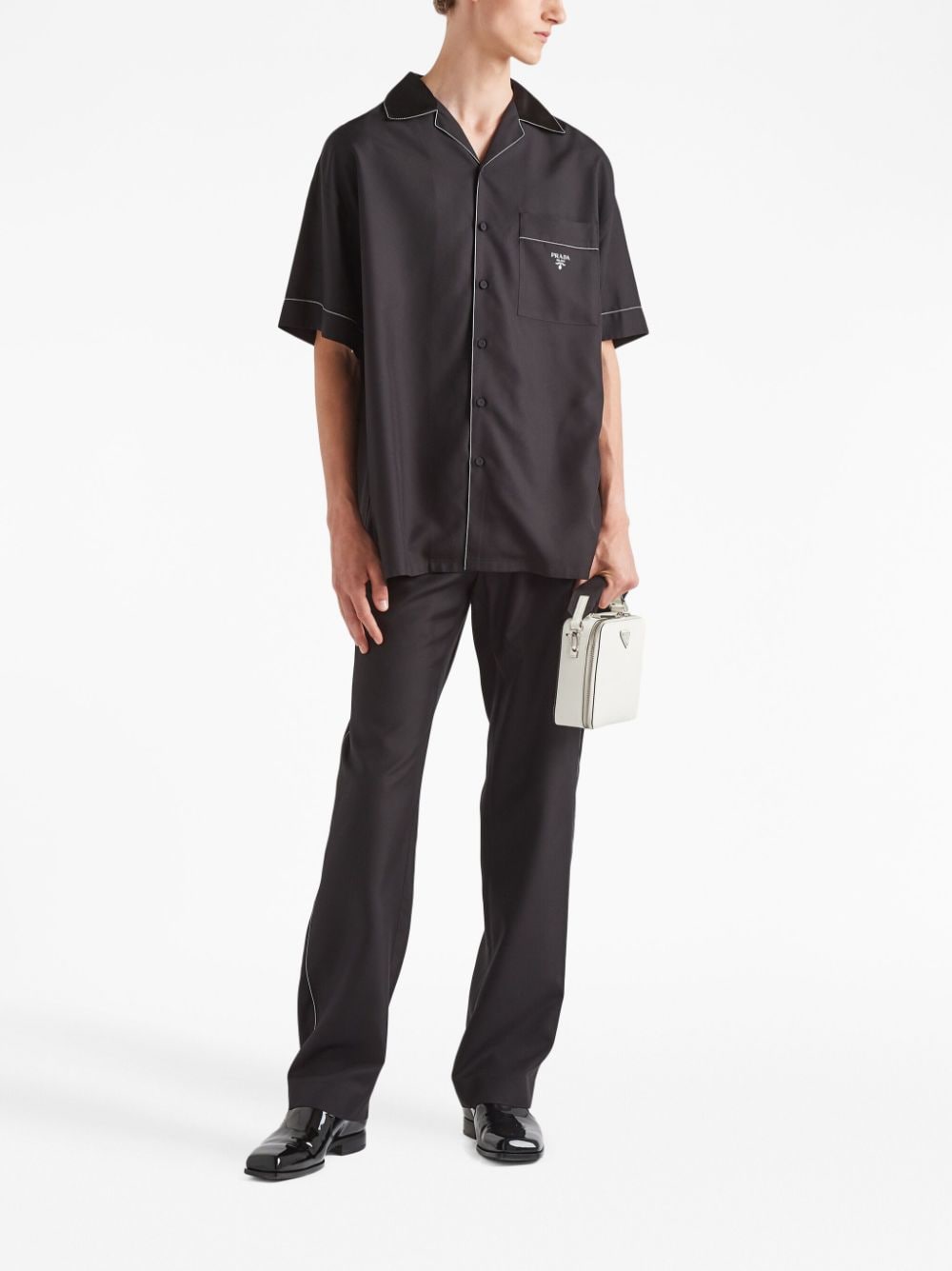 Prada logo-embroidered Silk Shirt - Farfetch