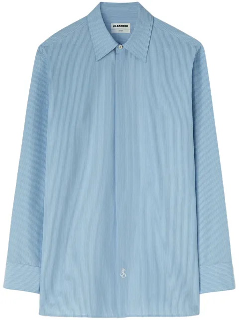 Jil Sander قميص بخطوط رفيعة وتطريز شعار الماركة
