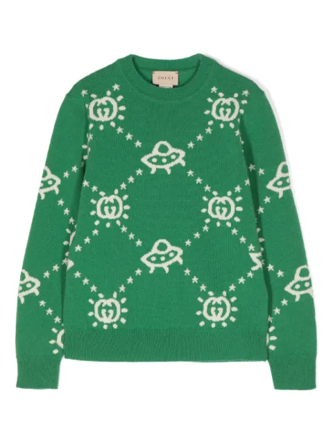 Gucci Kids Suéter de tricô intarsia Interlocking G