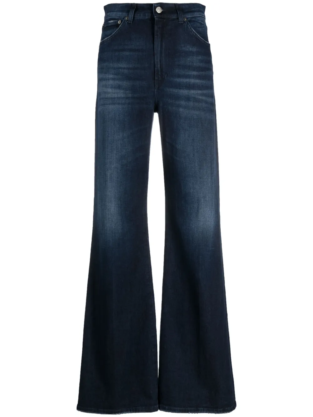 Dondup High-waist Wide-leg Jeans In Dark Blue