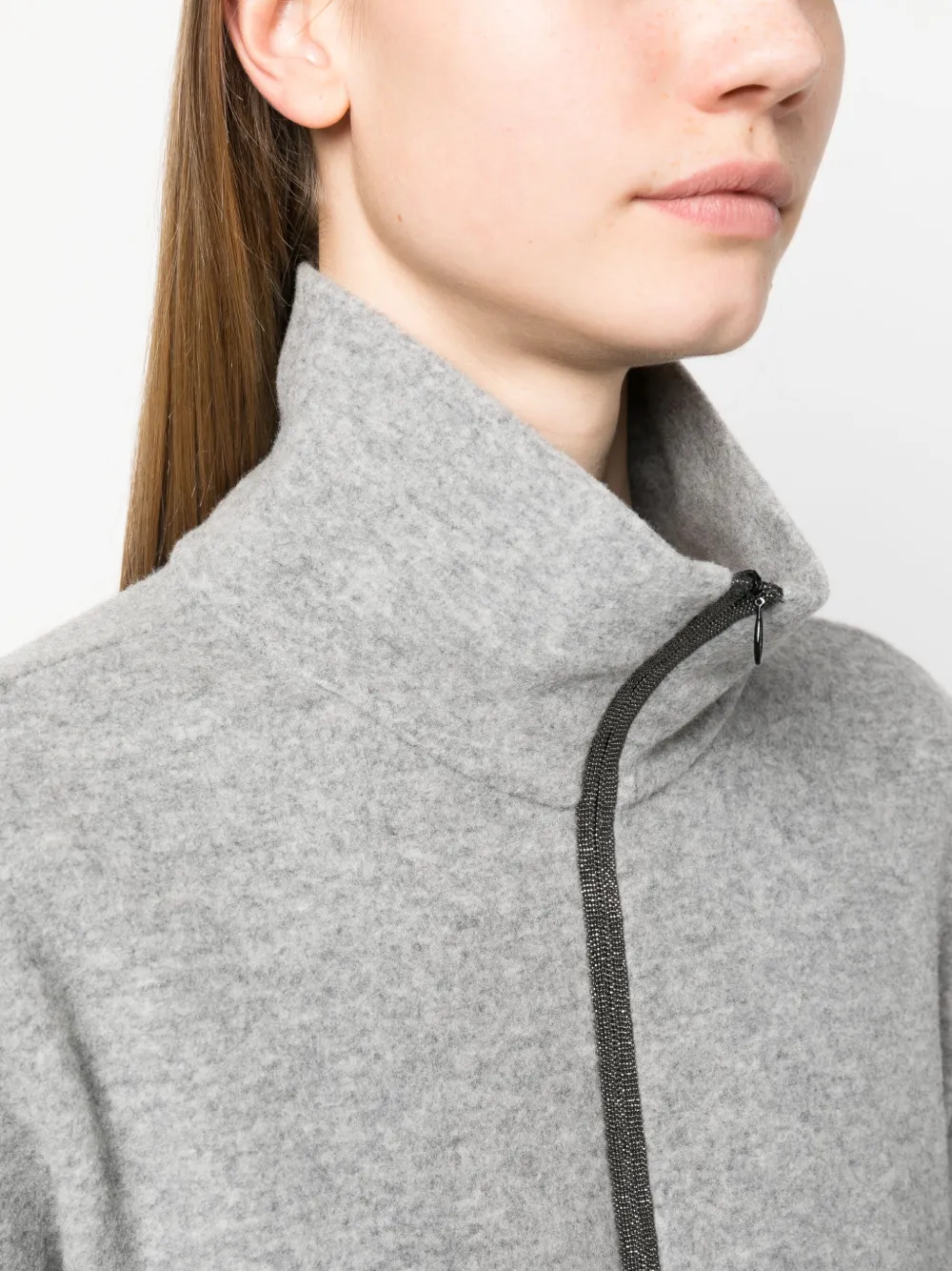 Brunello Cucinelli Sweater met halve rits Grijs