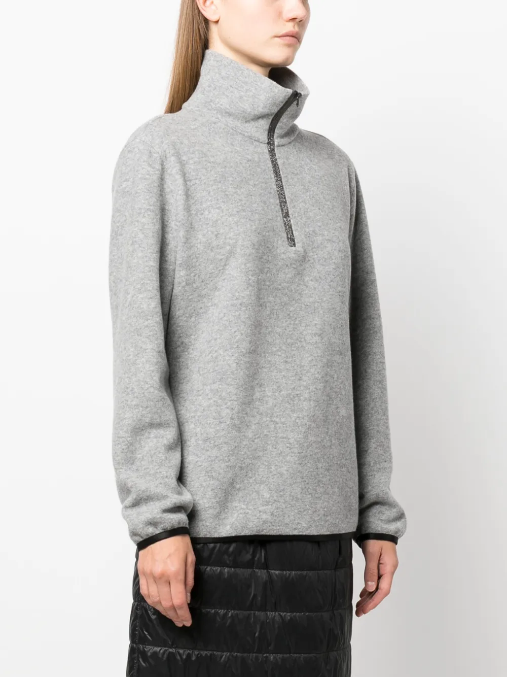 Brunello Cucinelli Sweater met halve rits Grijs