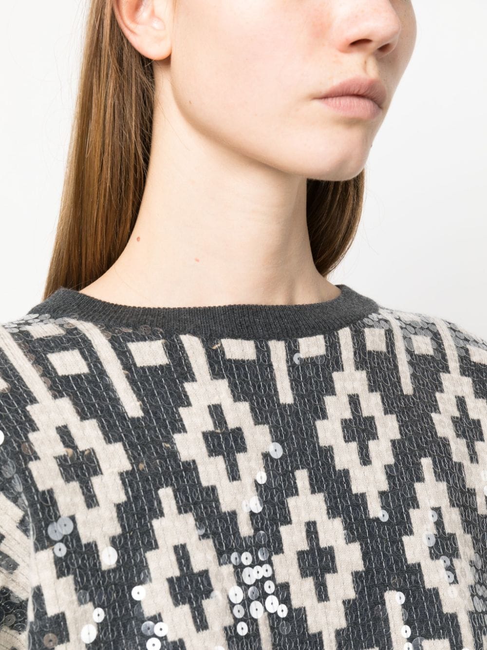 Brunello Cucinelli Sweater verfraaid met pailletten Grijs