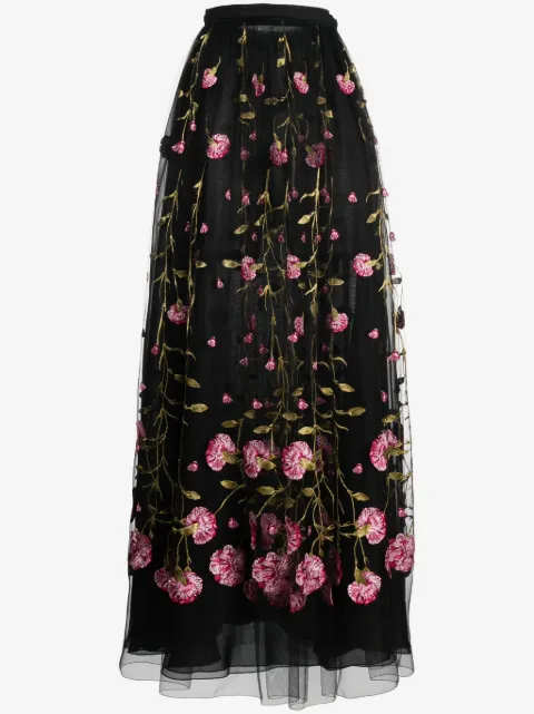 Giambattista Valli floral-embroidered tulle maxi skirt