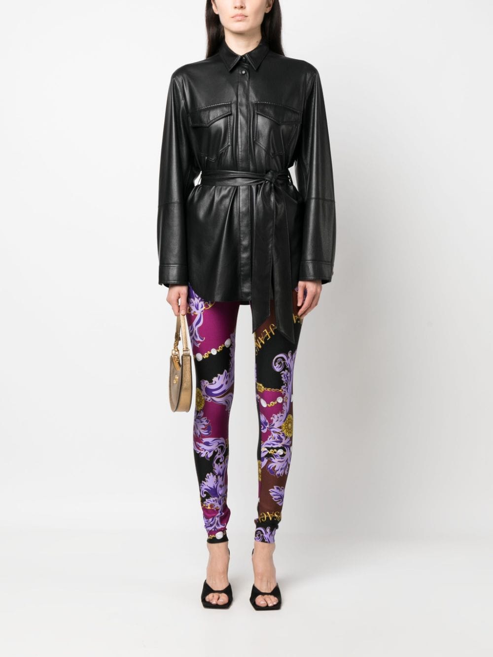 Versace Jeans Couture high-waist graffiti-print leggings - Paars