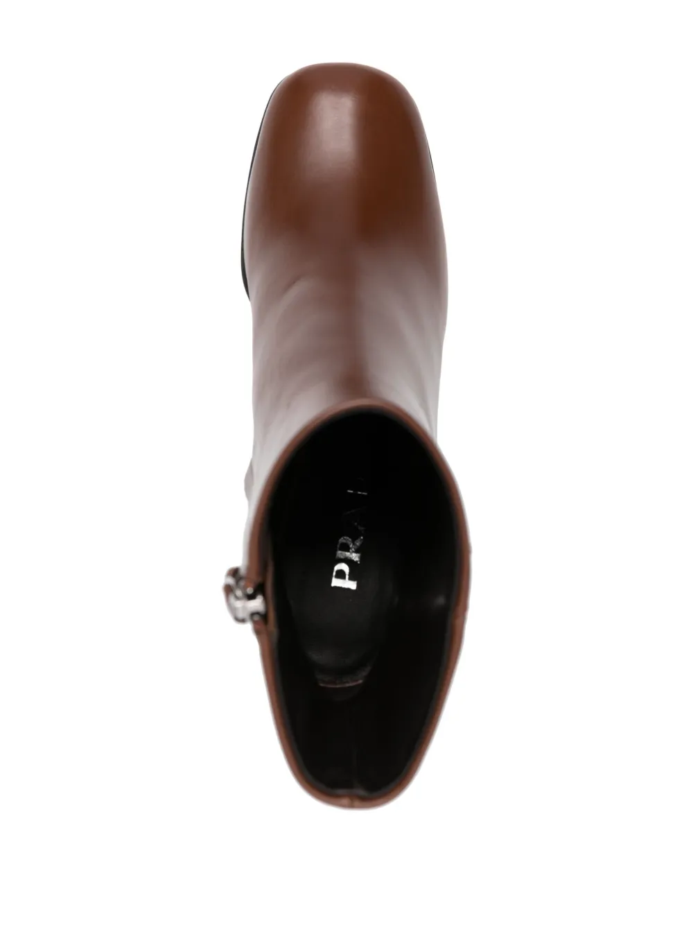 Prada triangle-logo leather boots Brown