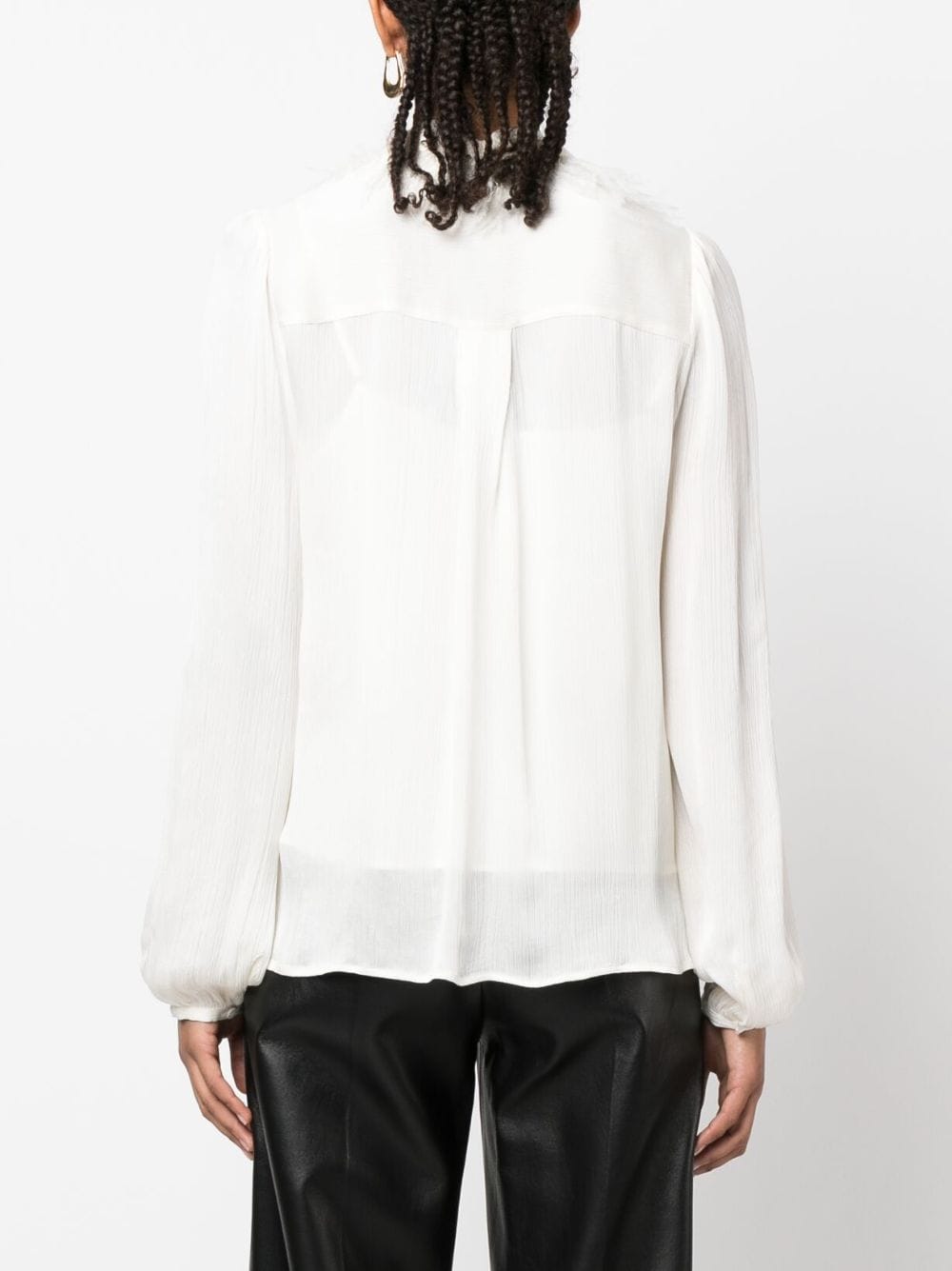 Shop Twinset Layered Feather-trim Blouse In Neutrals