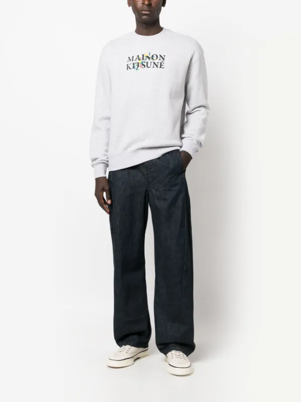 MAISON KITSUNE ／LOGO PRINT SWEAT SHIRT Maison Kitsuné logo-print Cotton Sweatshirt | Grey | FARFETCH RO