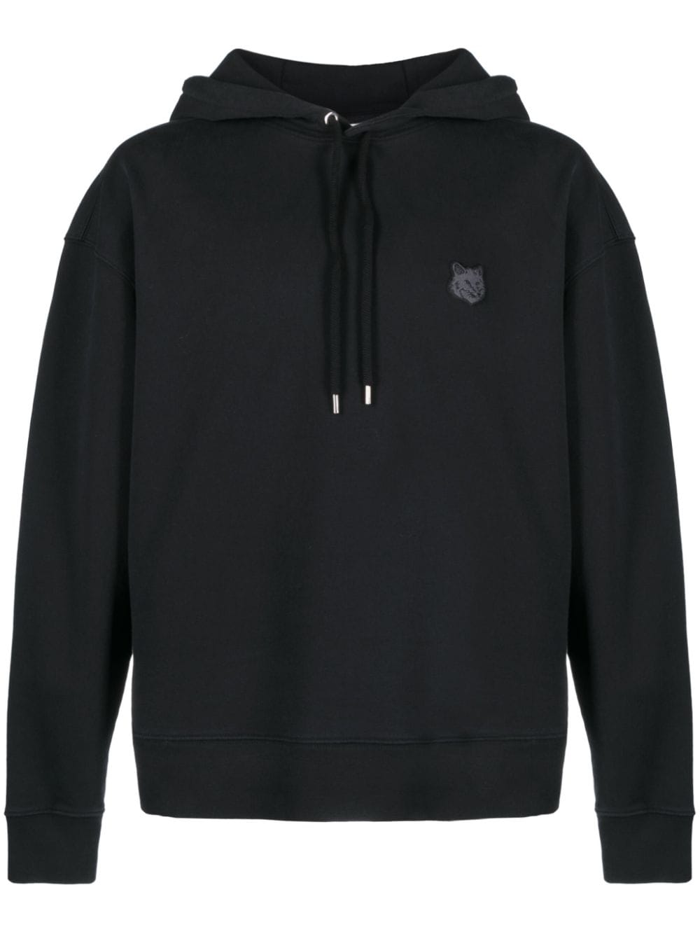 Shop Maison Kitsuné Fox-motif Cotton Hoodie In Black