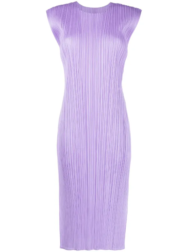 Pleats Please Issey Miyake plissé-effect Sleeveless Midi Dress - Purple