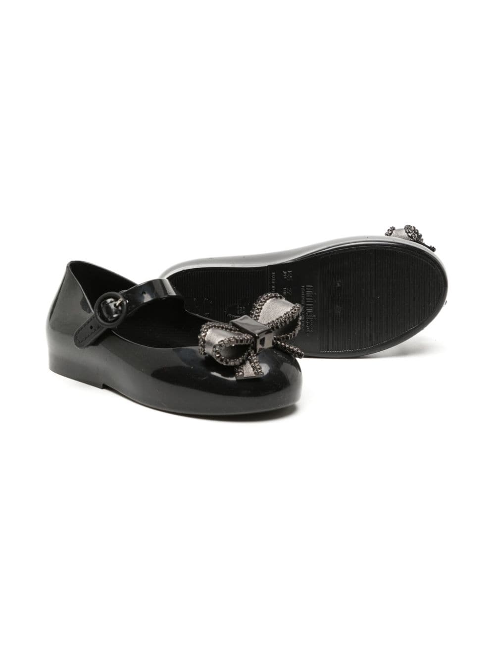 Shop Mini Melissa Bow-detailing Ballerina Shoes In Black
