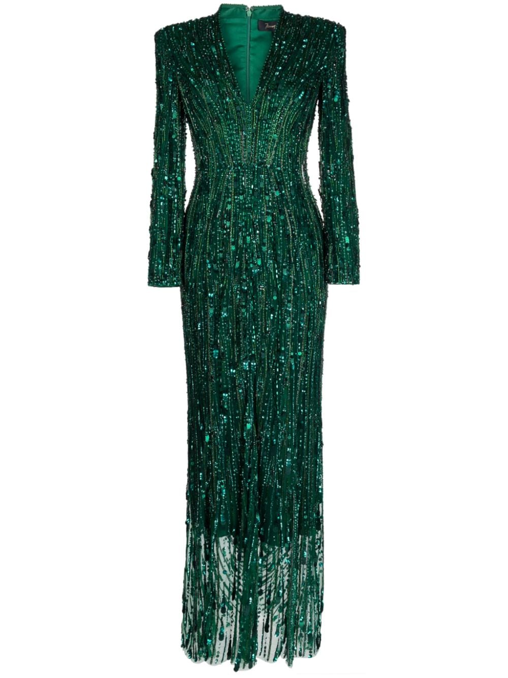 Jenny Packham Vivien Sequin-embellished Gown In Green