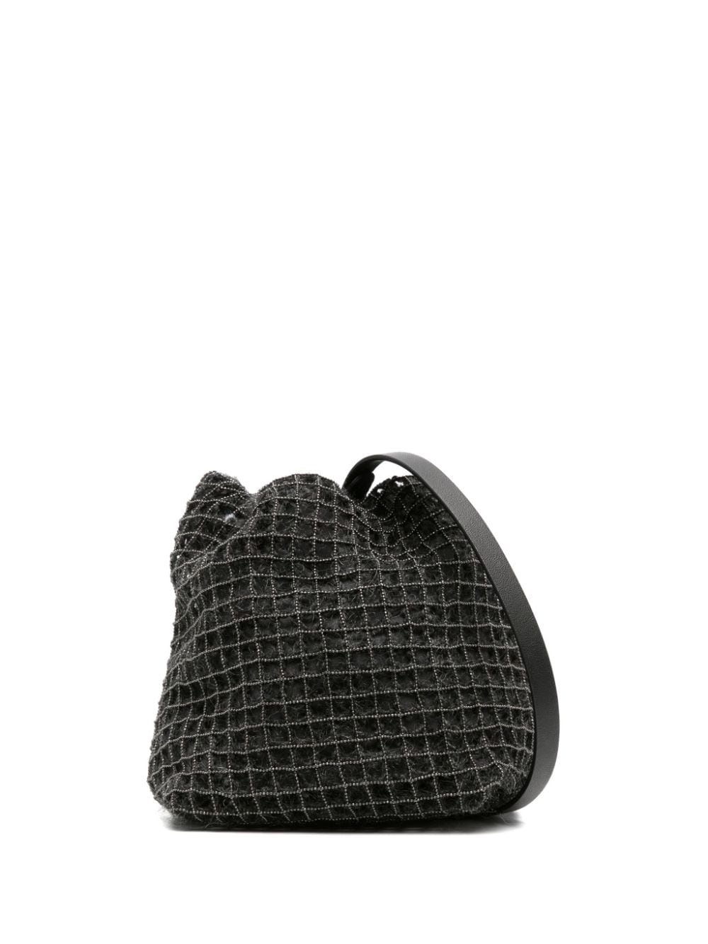 Brunello Cucinelli Precious Net-embroidered Bucket Bag In Black