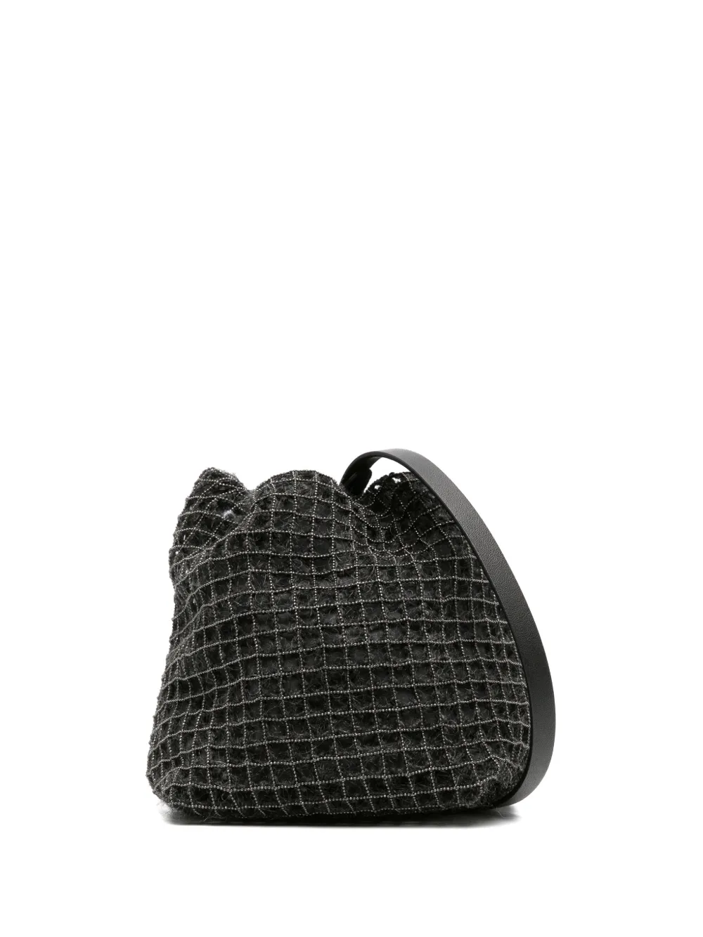 Brunello Cucinelli Borsa a secchiello Precious con ricamo - Nero
