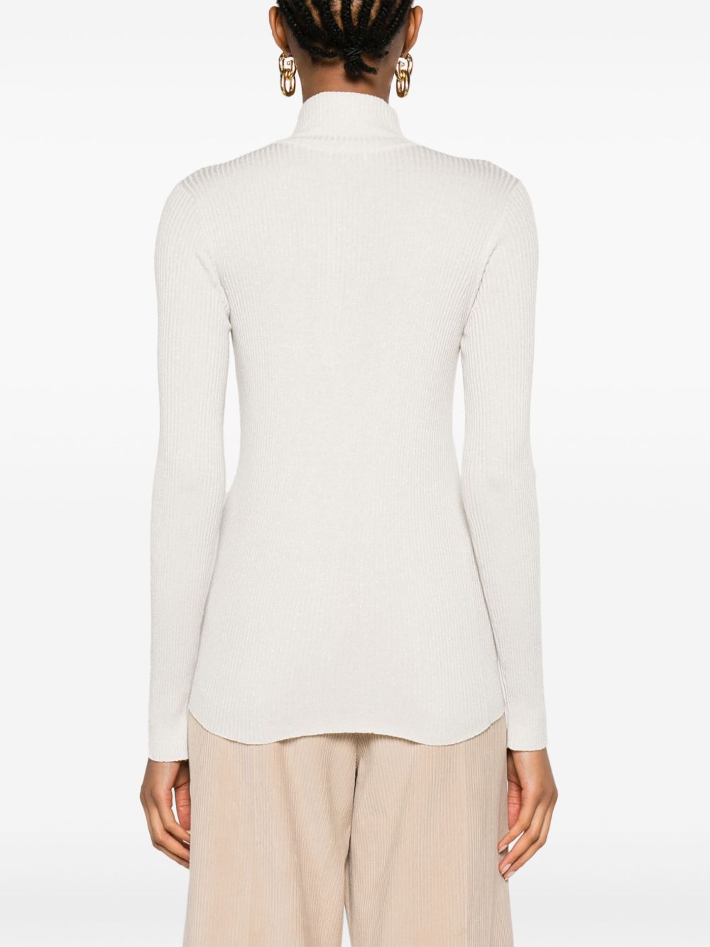 Brunello Cucinelli ribbed-knit half-zip top Women