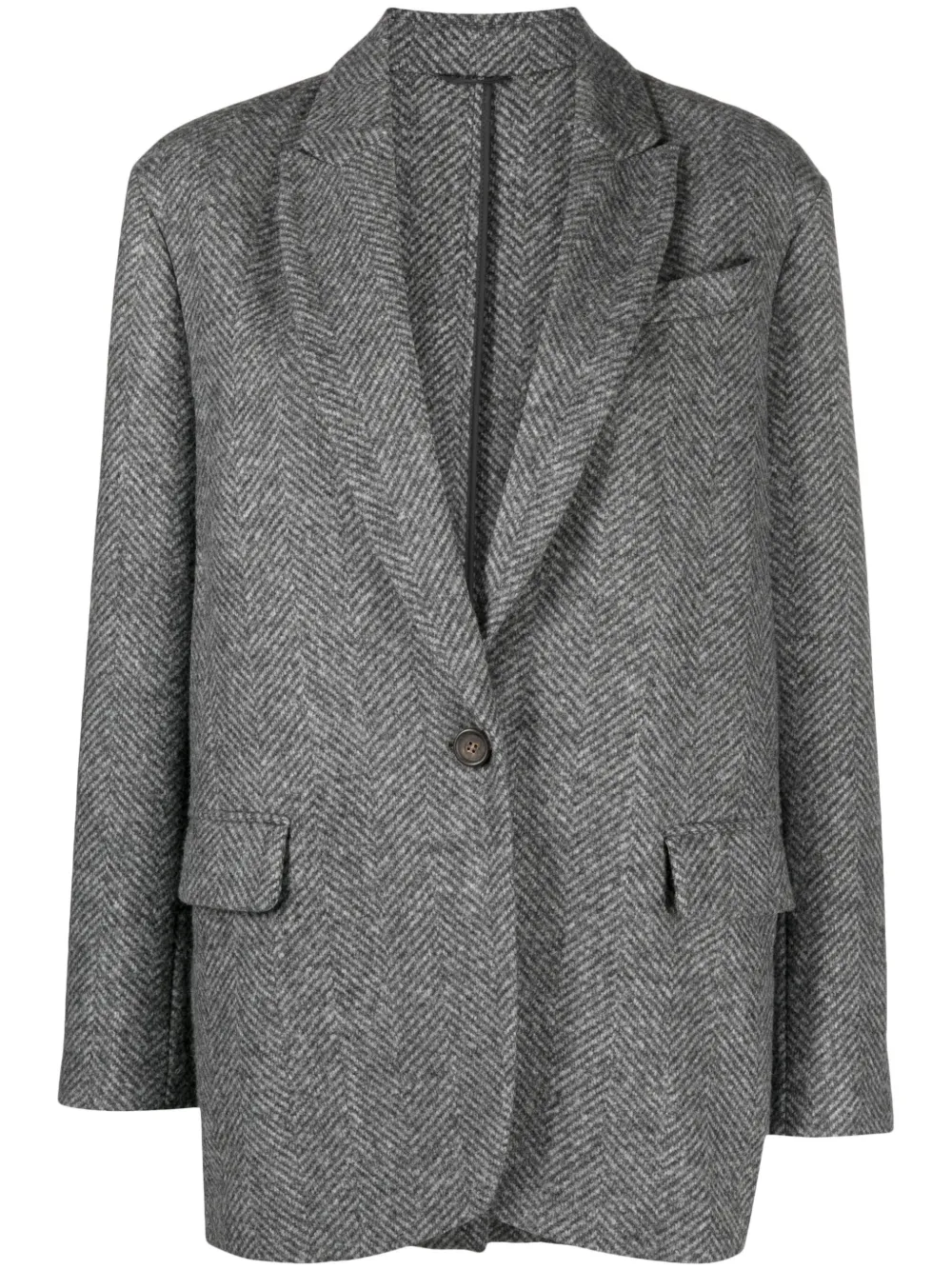 Brunello Cucinelli Single-breasted Wool Blazer In Grey