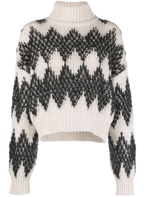 Brunello Cucinelli roll neck printed sweatshirt Women