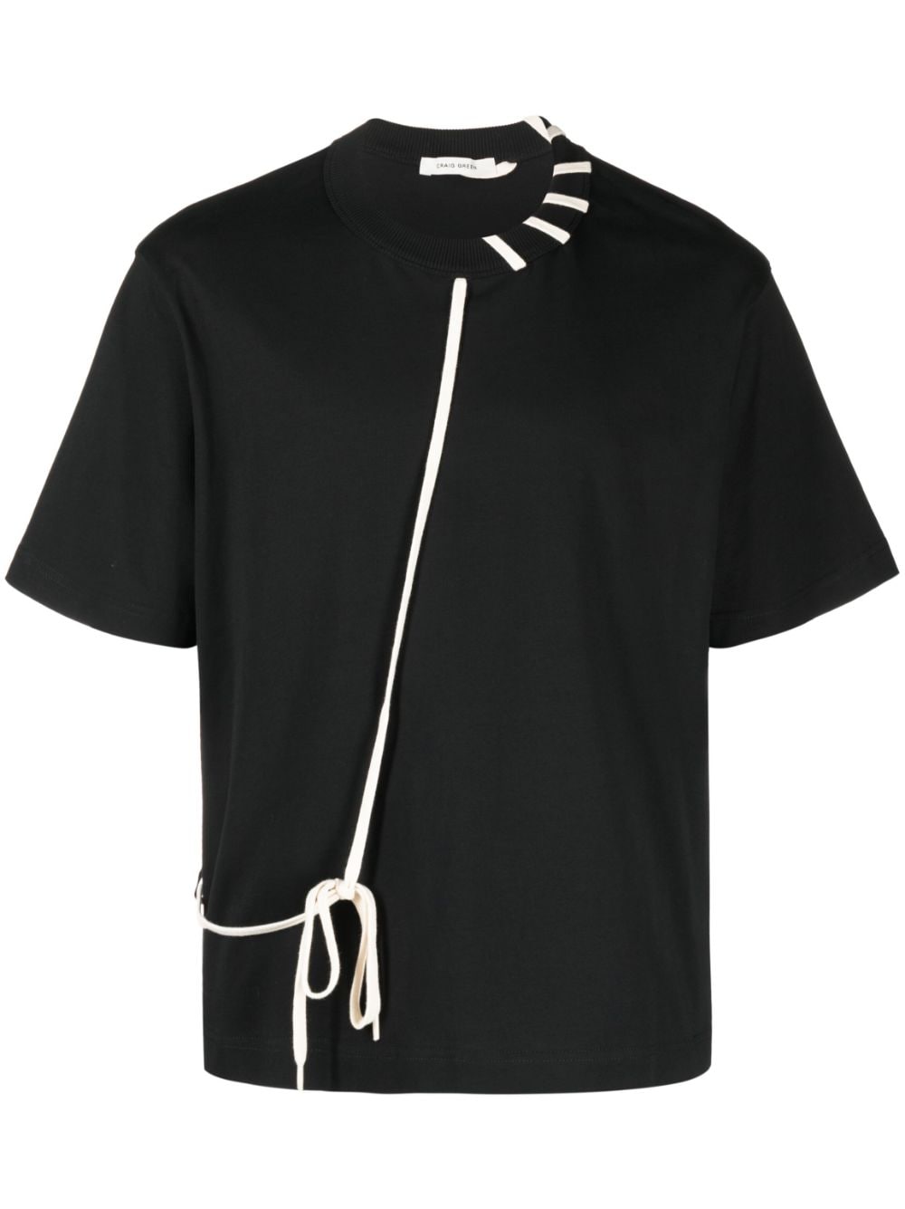 Shop Craig Green Lace-detailing Cotton T-shirt In Black