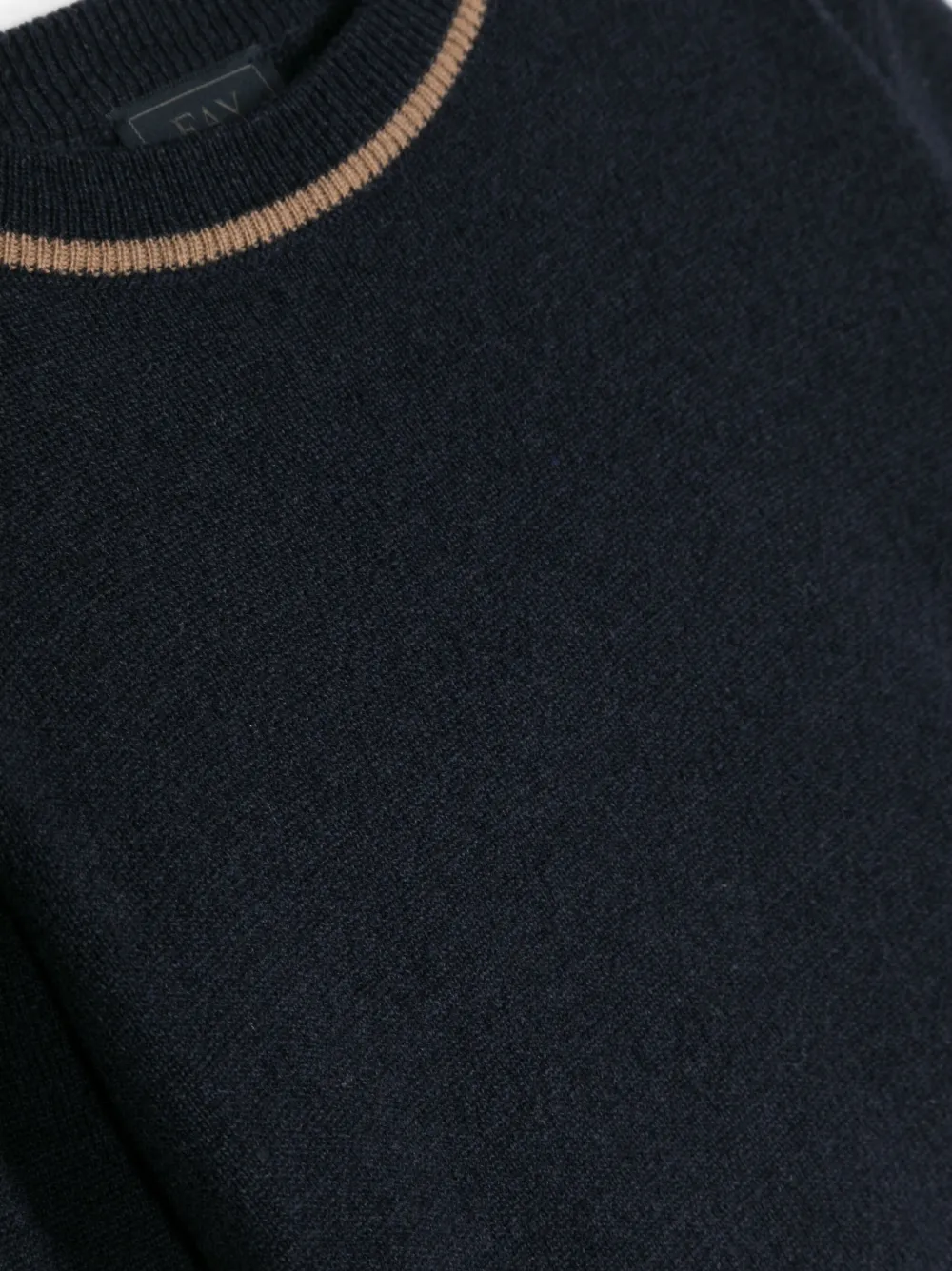  Fay Kids Pull En Maille Contrastante - Bleu 