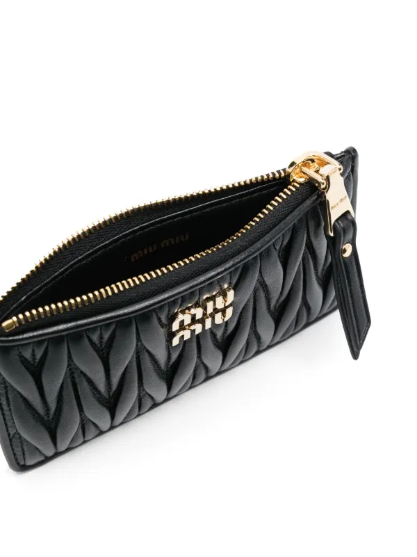 小物 Archive Miu Miu Leather Wallet Black Miu Miu Matelassé Leather Wallet | Black | FARFETCH