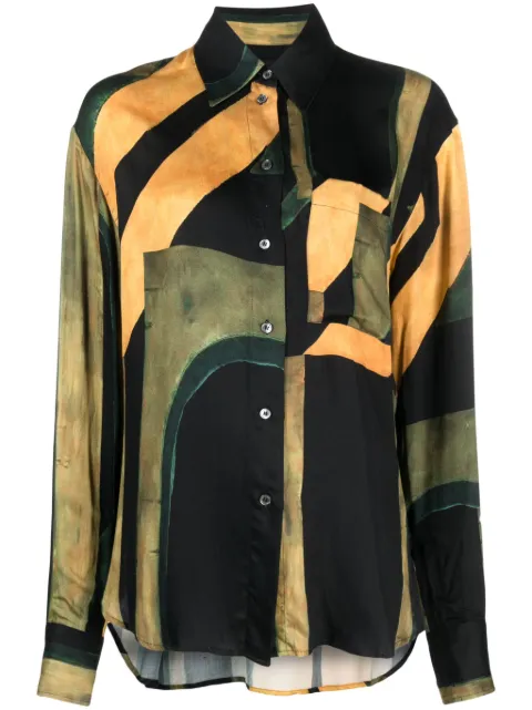 Louisa Ballou abstract-pattern button-up shirt
