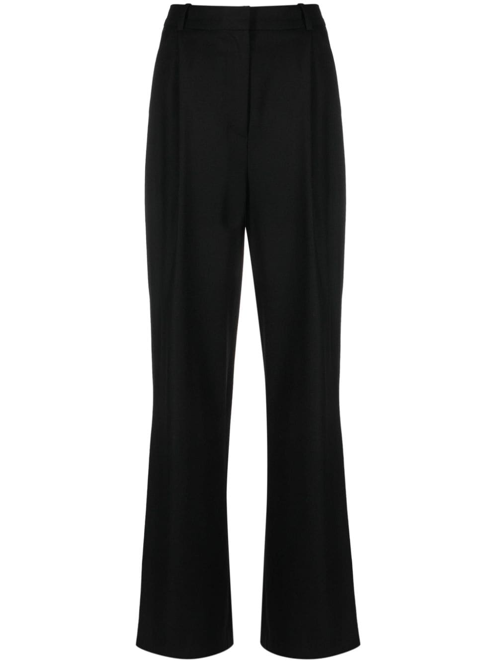 Shop Loulou Studio Solo Pleated Flared Trousers In Black