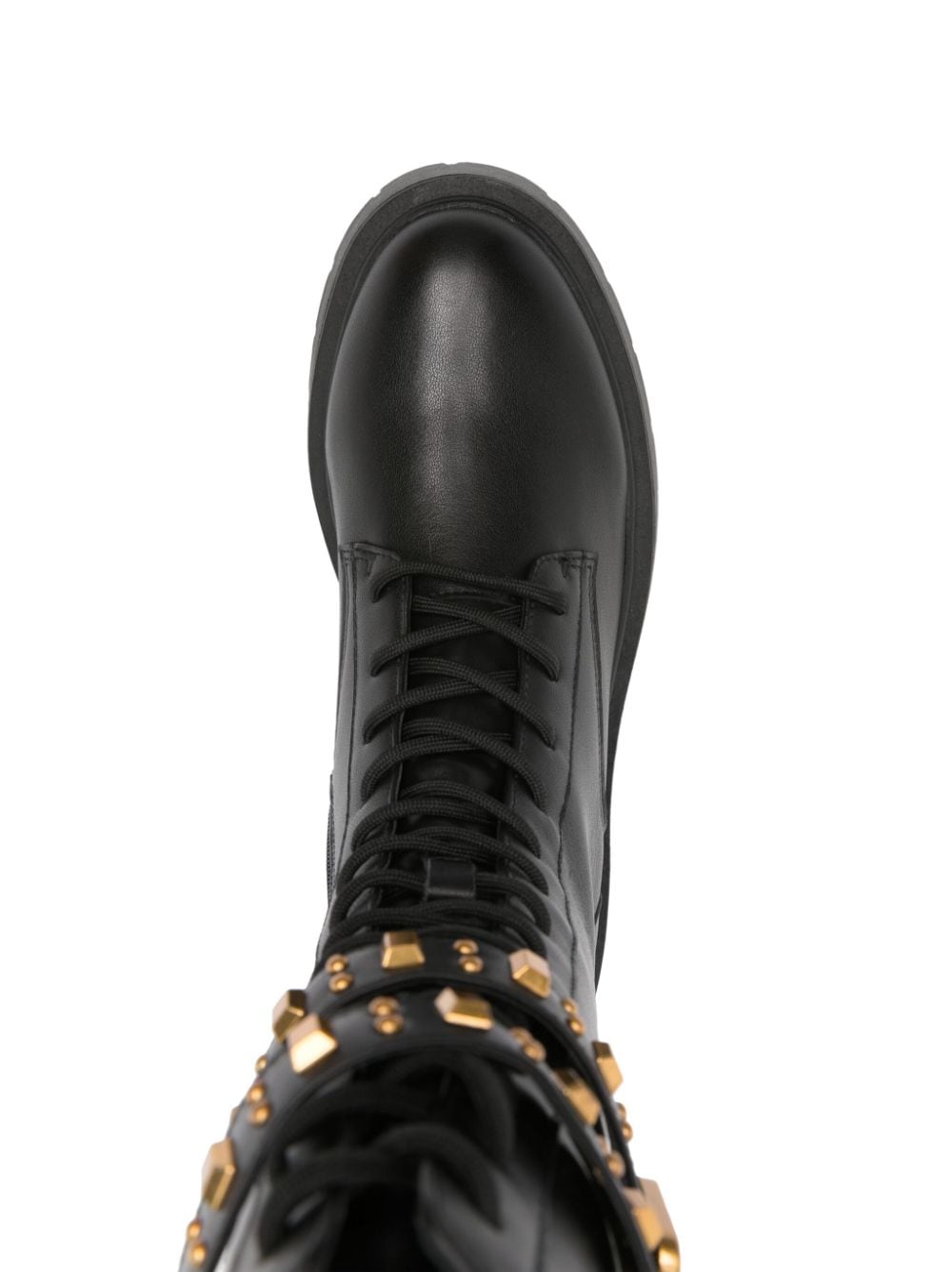 TWINSET Leren combat boots Zwart