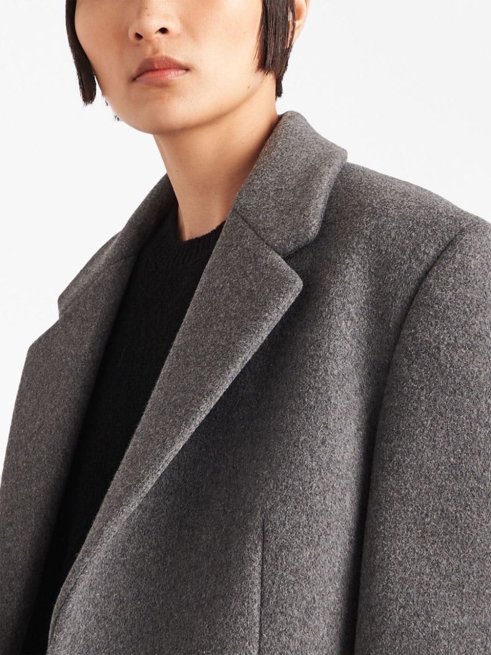 Shop Prada Single-breasted Velour Coat In Grey