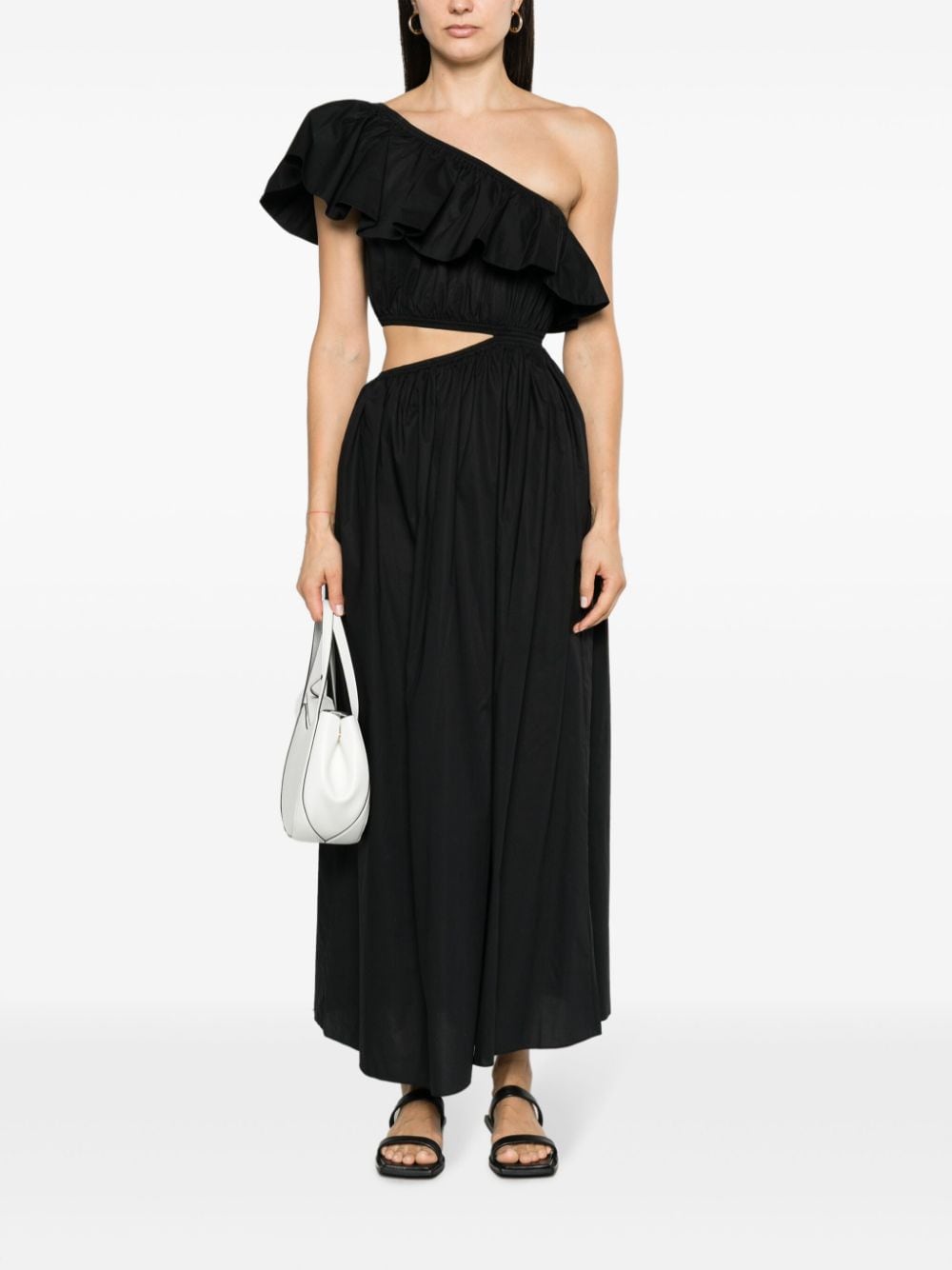 Shop Matteau One-shoulder Asymmetric Maxi Dress In Black