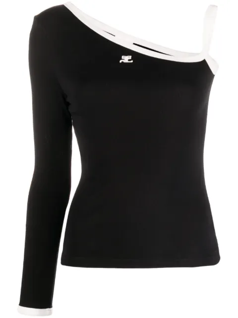 Courrèges Blusa manga única com logo