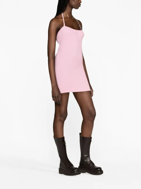 Courrèges logo-embroidered Halterneck Minidress | Pink