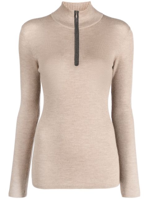 Brunello Cucinelli ribbed-knit zip-up jumper Women