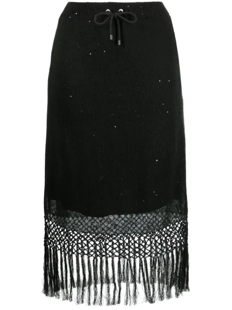 Brunello Cucinelli fringed edge midi skirt