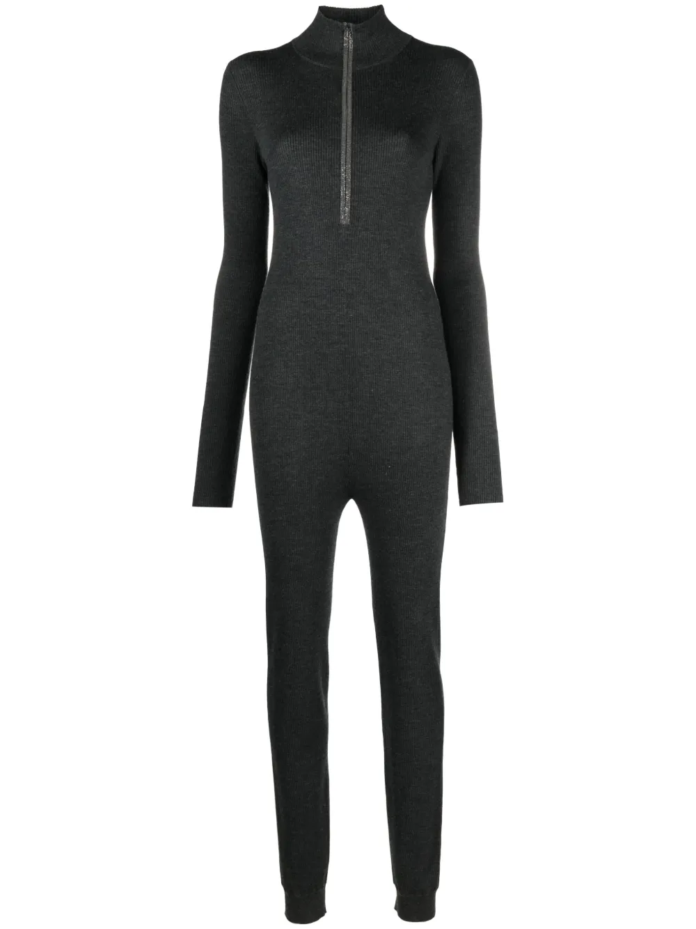 Brunello Cucinelli ribbed long-sleeve jumpsuit | Grey | Image 1