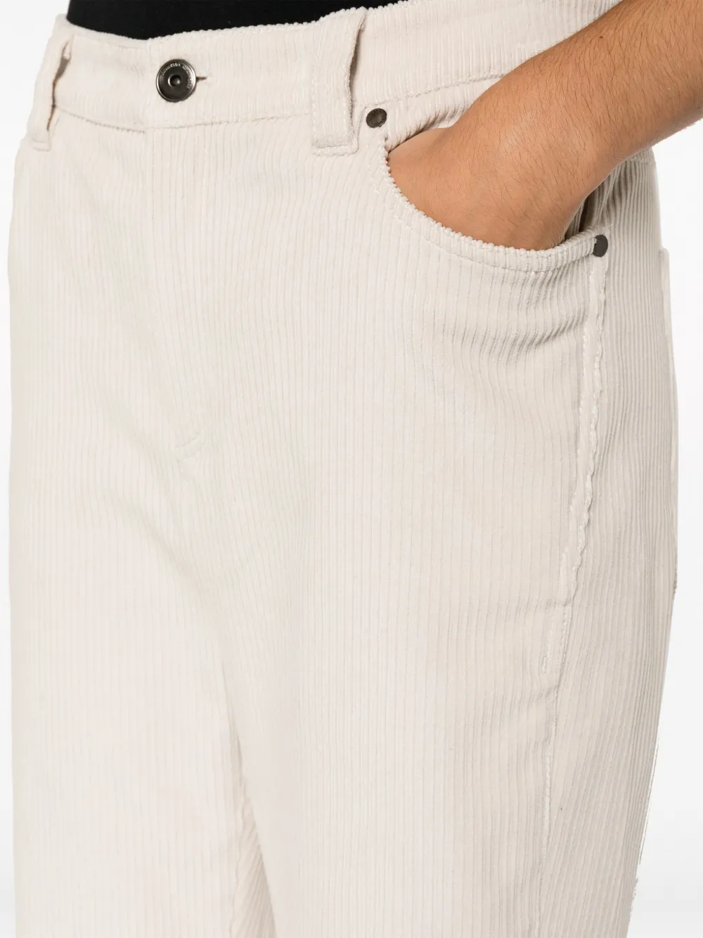 Brunello Cucinelli Women's Comfort Cotton Corduroy Tapered Five Pocket Trousers With Shiny Tab In Neutrals