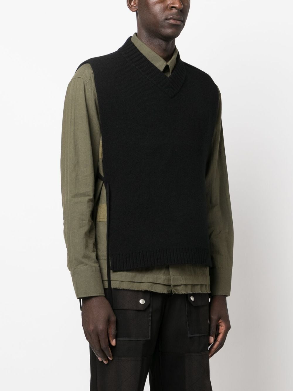 Shop Craig Green Lace-up Fine-knit Vest In Black
