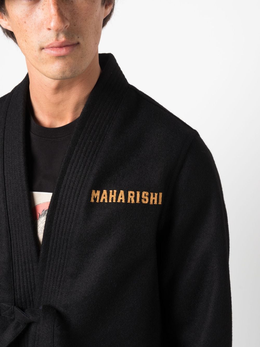 Shop Maharishi Duality Stadium Kimono Jacket In Schwarz