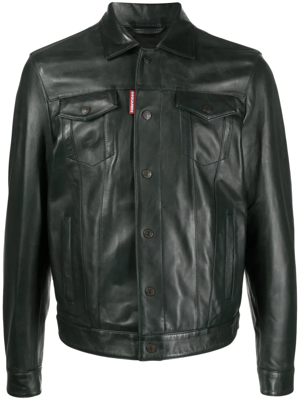 DSQUARED2 button-up leather jacket | Green | Image 1