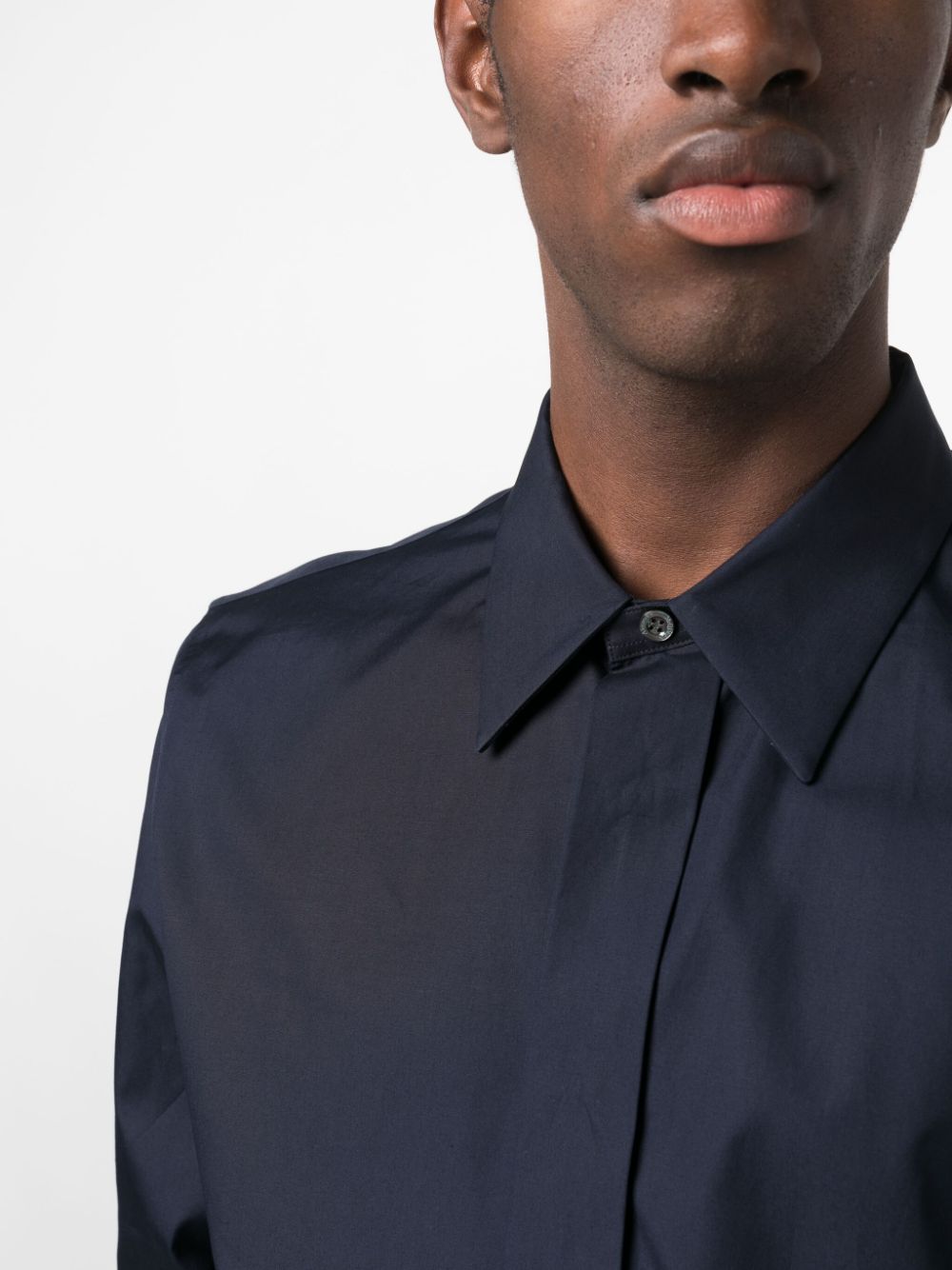 Shop Alexander Mcqueen Concealed-fastening Cotton Shirt In Blue