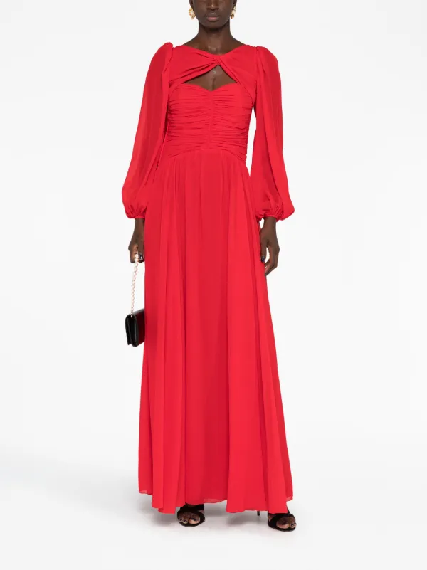 Giambattista Valli cut out silk georgette gown women Silk Polyamide 42 Red