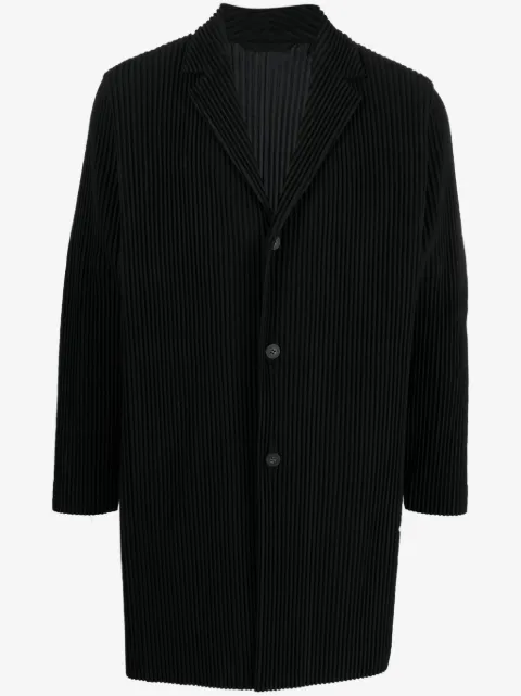 Homme Plissé Issey Miyake ribbed single-breasted coat