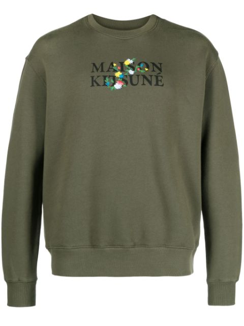 Maison Kitsune floral-embroidered cotton sweatshirt Men