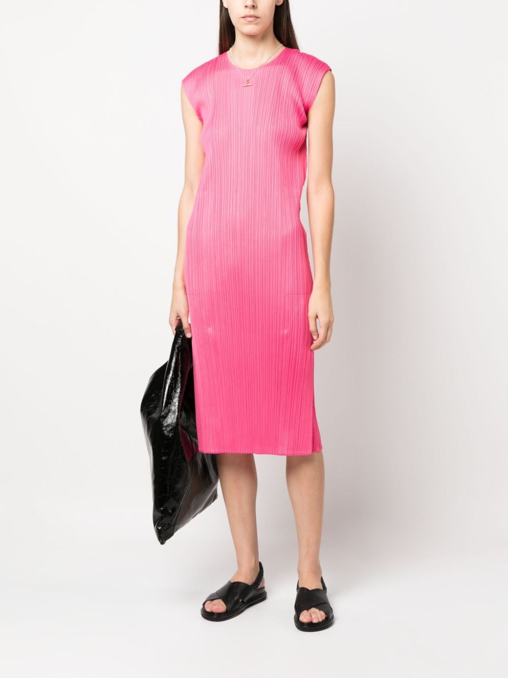 Pleats Please Issey Miyake Mouwloze mini-jurk - Roze