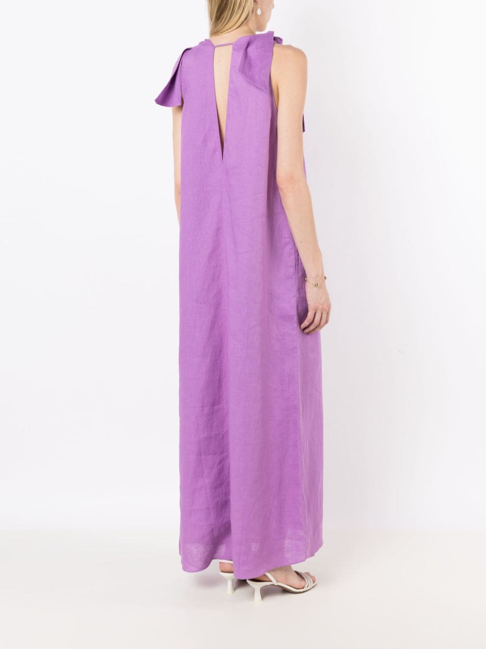 Shop Adriana Degreas Bow-detailing Linen Dress In Purple